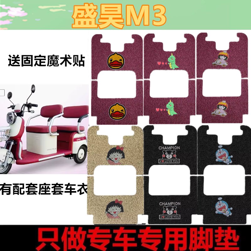 适用于盛昊M3休闲电动三轮车脚垫防水脚踏板丝圈脚踩垫车衣坐垫套