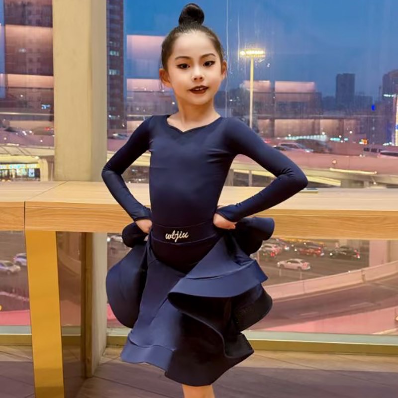 高级感拉丁舞比赛服女儿童标准比赛规定服少儿表演舞蹈裙套装