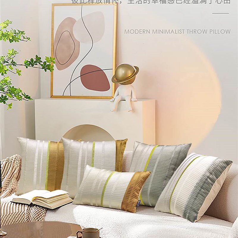 抱枕样板间客厅沙发靠垫靠枕刺绣拼色腰靠美式床上靠包腰枕长方形