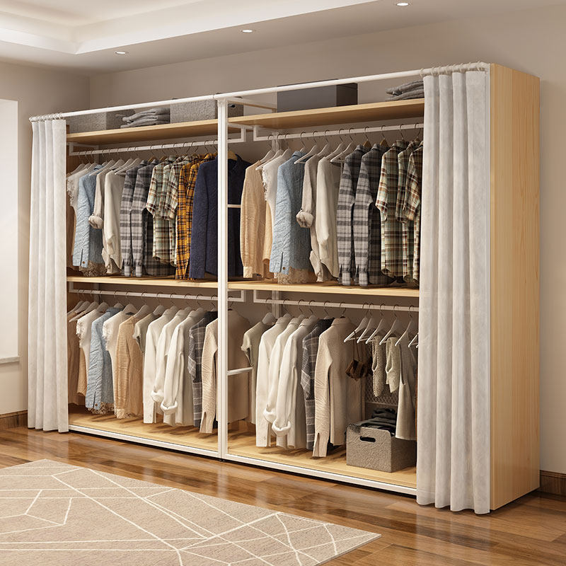 步入式衣帽间架子铁艺置物架落地卧室开放式金属衣柜W多功能衣橱