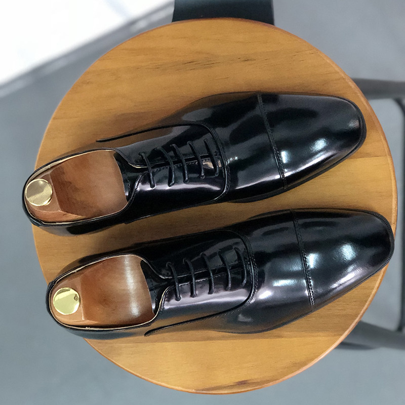 三接头增高新郎皮鞋正装商务宴会亮黑色漆皮男士牛津鞋英伦时尚35
