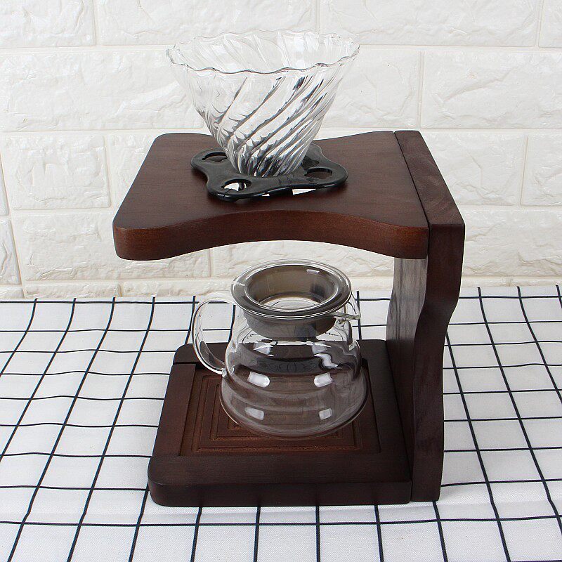 实木手冲咖啡滤杯架木底座咖啡器皿陈列架咖啡店摆件手冲壶木底座