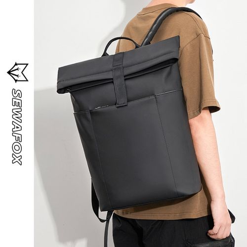 商务通勤背包男款简约双肩包男士大容量防水旅行电脑书包女大学生