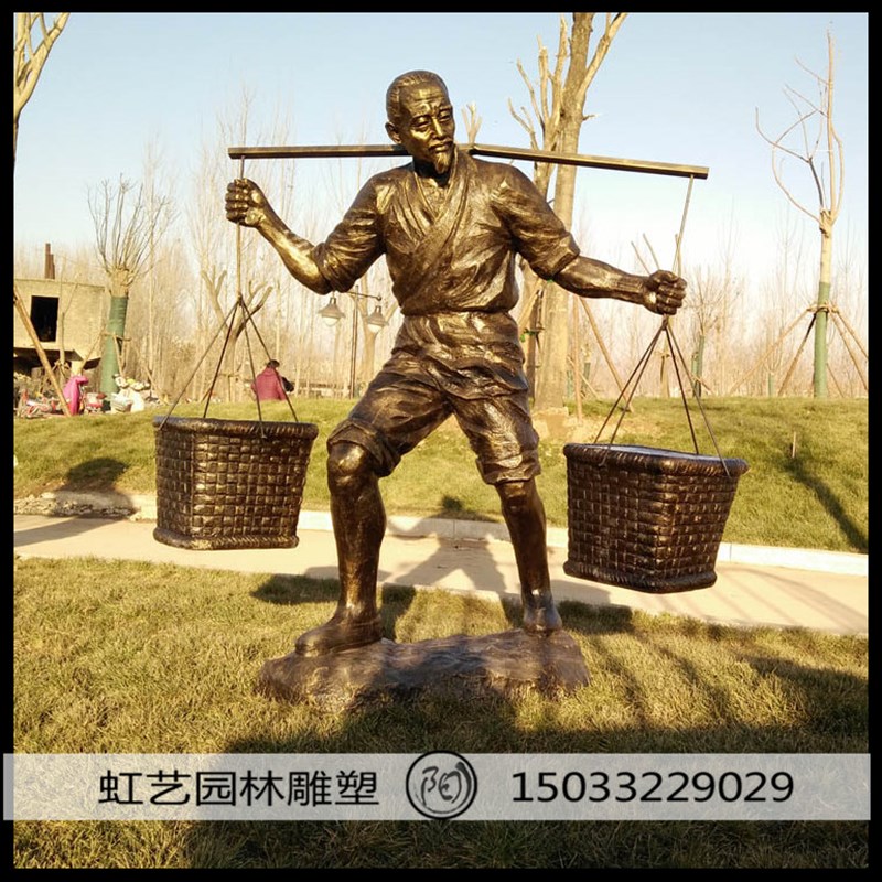 玻璃钢仿铜人物雕塑劳p动人民农耕文化雕塑商业街广场仿古铜民俗