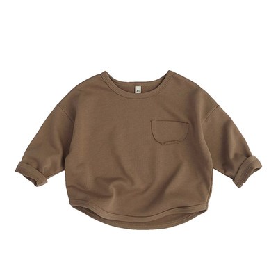 自留好物~咔叽色系~春秋韩版儿童T恤衫男女潮宝宽松洋派打底