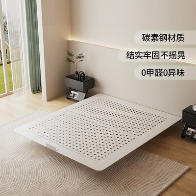 2025新款碳素钢床架小户u型卧室无床头悬浮床无甲醛省空间床1.2米