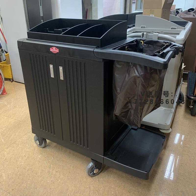 房口车酒店工作车推车加厚多用途黑色服务车客房清洁车塑料布草车