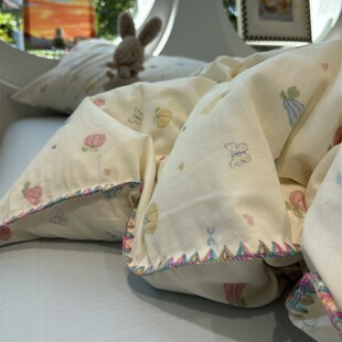 少女心彩色南瓜双层纱纯棉四件套1.5m1I.8米公寓全棉床单被套宿舍