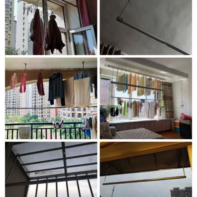 现货防盗窗晾衣架晒被子神器阳台伸缩杆晾衣架单杆室内飘窗户外晒