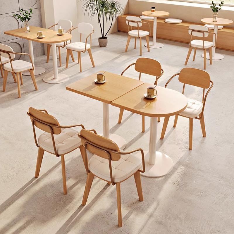 原木风网红咖啡厅奶茶店卡座沙发靠墙实木甜品餐厅桌椅定制长条凳