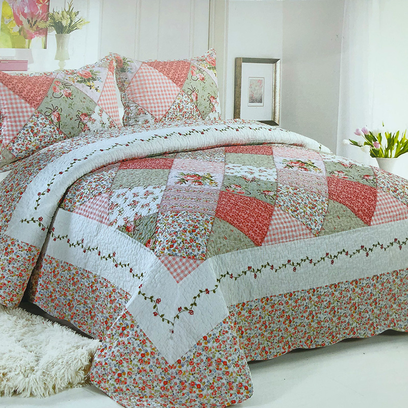 双人防滑床单被单双面纯棉加厚100全棉水洗棉不易皱绗缝被三件套