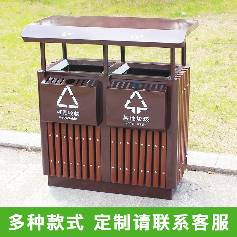 户外不锈钢分类垃圾桶环卫果皮箱室外景区市政商用双分类垃圾桶