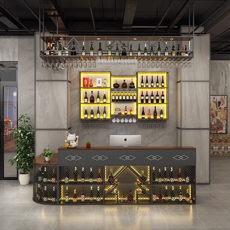 工业风收银台烧烤店台球室酒吧前台咖啡厅接待台餐厅转角复古吧台