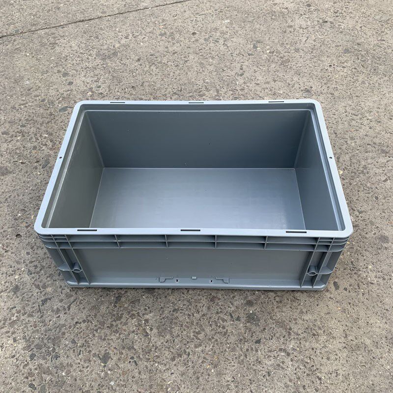 蓝色标准汽车零配件箱 600-230物流箱 可带平盖欧标汽配工具胶箱