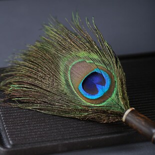 纯手工紫竹根孔雀羽毛拂尘毛掸鸡毛掸子除尘扫灰家用茶桌清洁摆件