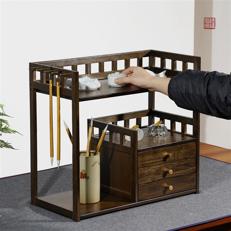毛笔架笔挂楠竹置物架多层加厚创意简约多功能文房四宝收纳架笔架