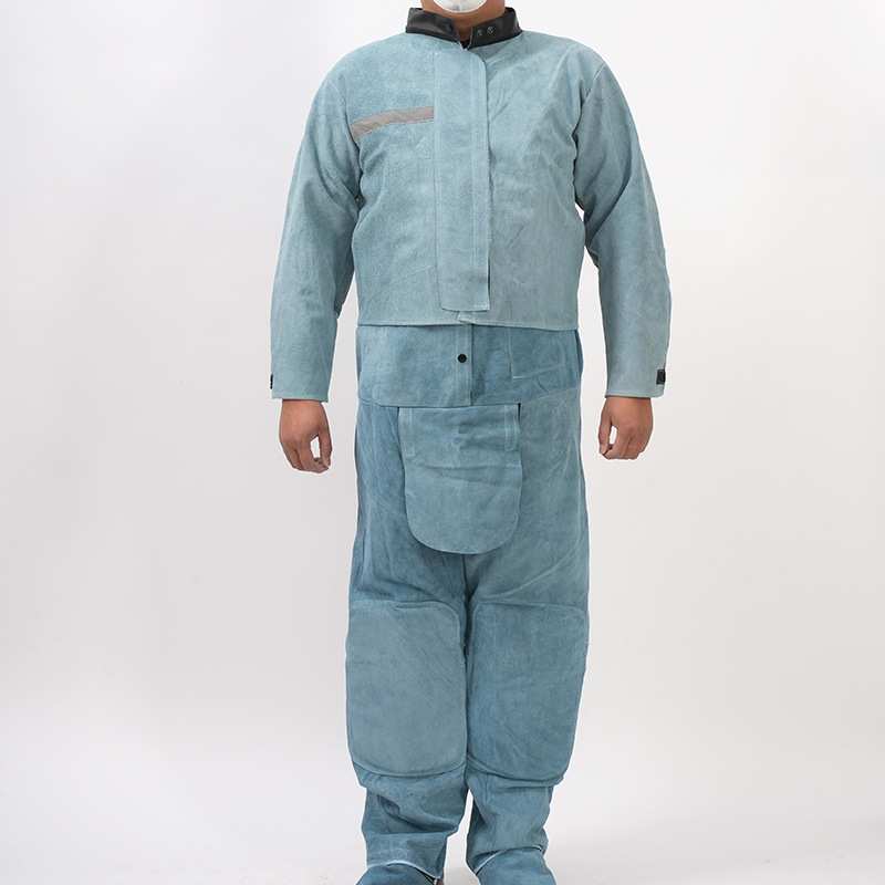牛二层皮防护服分体式电焊服阻燃焊工工作服炼钢厂钢铁厂膝盖加厚