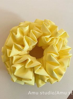 黄色重工立体饱满绣球花大肠发圈女韩系扎头发丸子W头发绳头绳头