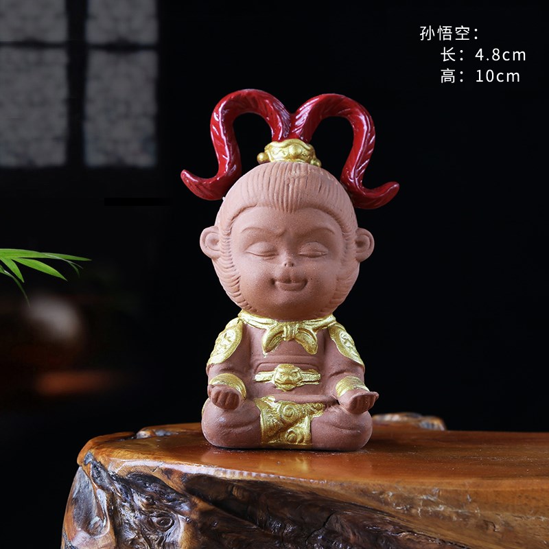 红陶紫砂茶宠悟空精品q大圣金箍棒个性创茶台客厅书房装饰可养摆