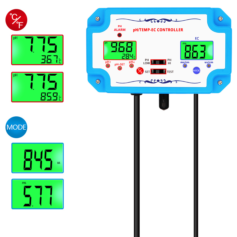 3合1 pH. EC.TEMP仪表EC-2823检测器BNC型探头水质测试仪水质分析