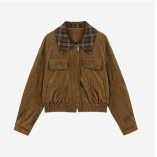 【恩佳专享】“棕意盎然”秋季琥珀流光美拉德复古翻领外套K034