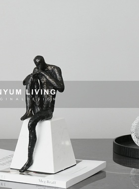 现代极简轻奢抽象铸n铁人物雕塑摆件家居客厅玄关样板房售楼处摆