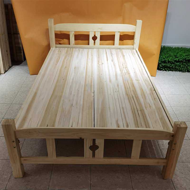 W8全实木床现代简约1.5米双人床经济型家用出租屋1.2单人宿舍松木