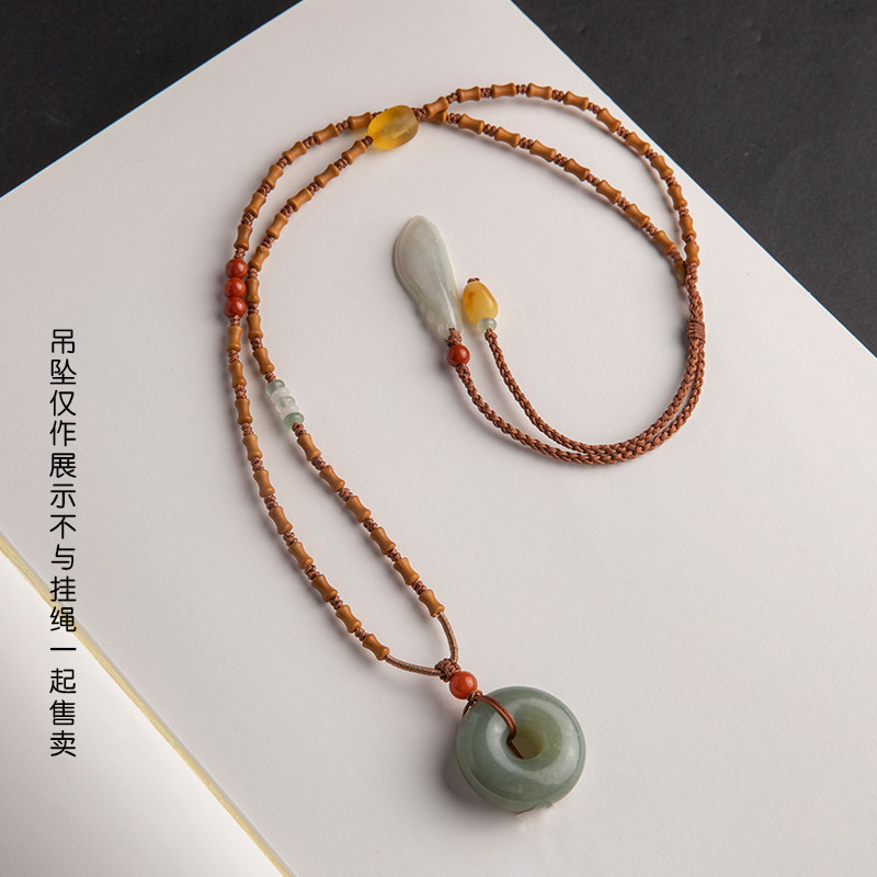 天然橄榄核竹节项链绳子吊坠挂绳蜜蜡翡翠毛衣链男女挂脖挂件配绳