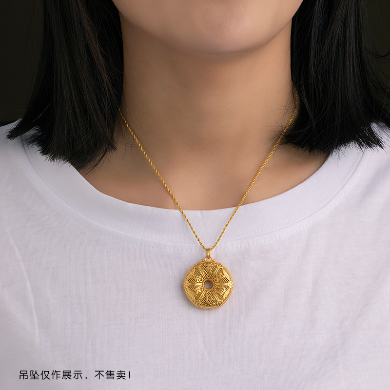 黄金吊坠编织挂绳锁骨链玉