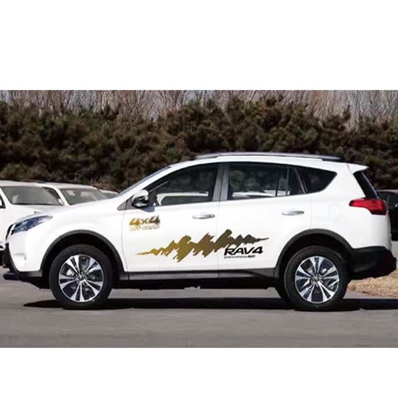 适用于13-20新款荣放车身贴纸 RAV4汽车改装拉花彩条腰线整车彩贴