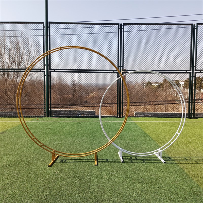 新款婚庆圆环装饰道具花门架子大型户外草坪圆形铁艺婚礼背景布置