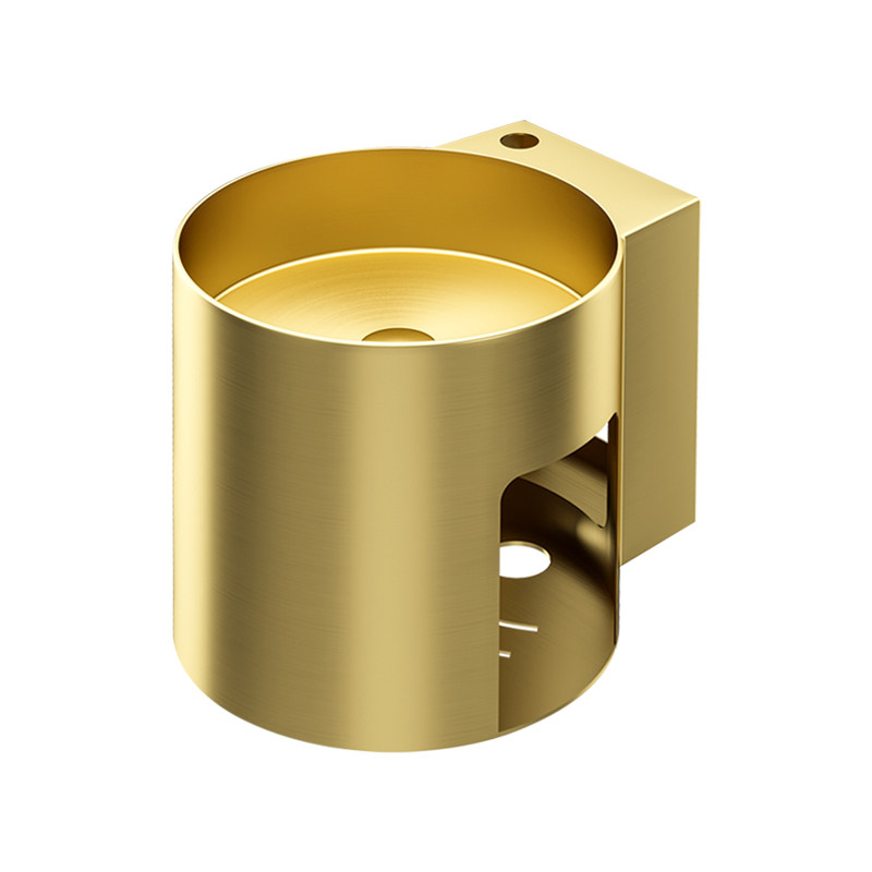 酒店金色不锈钢立柱盆一体挂墙式洗手盆带置物架洗脸盆黑色艺术盆