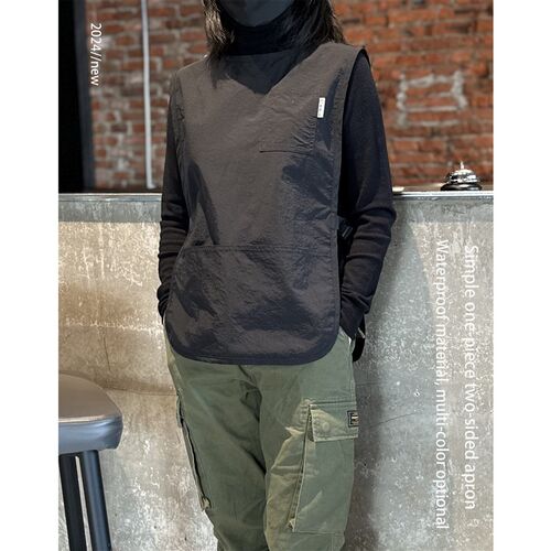 马甲式围裙防泼水咖啡师理发店美甲工E作服撸猫无袖罩衣可定制log