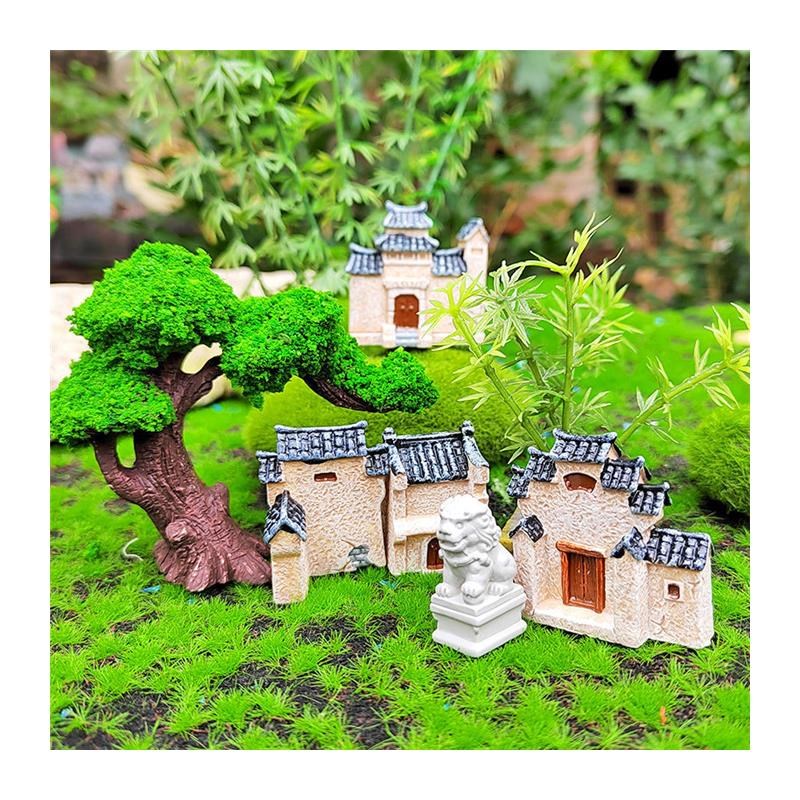 江南中式徽派房屋模型建筑房子微景观小摆件盆景鱼缸假山造景装饰