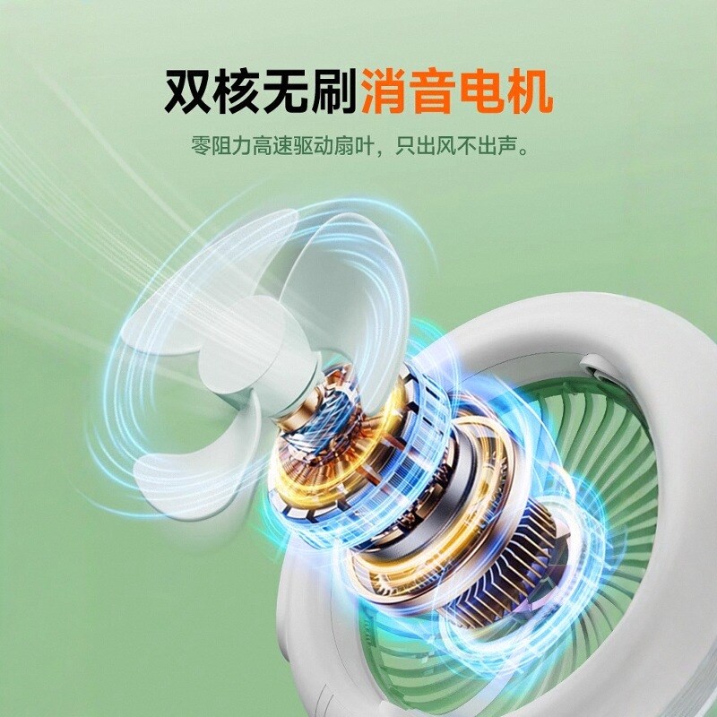 风扇小型静音学生宿舍蚊帐桌面无刷灯户外露营充电床上用摇头吊扇
