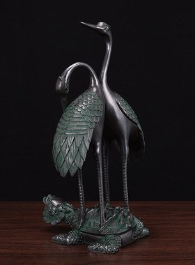 铜龟鹤摆件铜仙鹤龟鹤延年双鹤老人祝寿送长辈生日乔迁礼物礼品