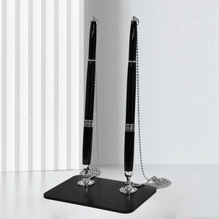 商务高档金属粘桌笔带线签约仪式笔防盗前台写字笔桌面固定签字笔