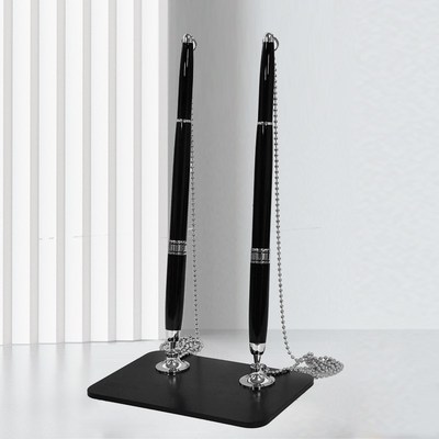 商务高档金属粘桌笔带线签约仪式笔防盗前台写字笔桌面固定签字笔