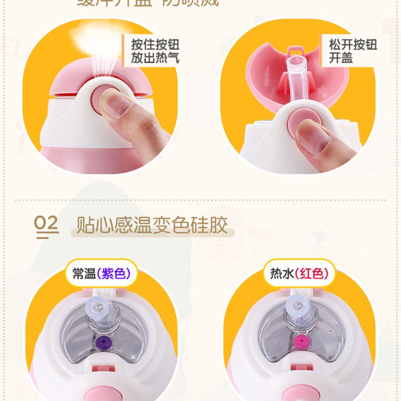 小孩儿童保温杯带吸管两用水壶小学生便携防摔男女宝宝幼儿园水杯