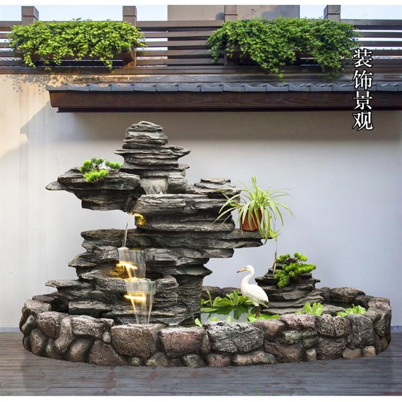 第四代住房循环水造景假山流水喷泉别墅庭院阳台鱼池入户花园装饰