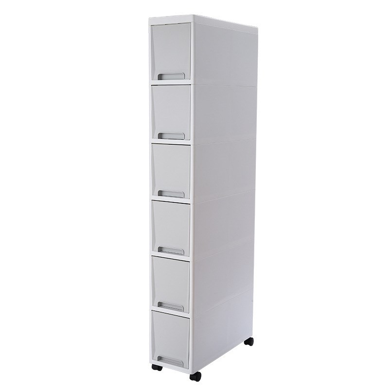 夹缝收纳柜18CM塑料柜落地式带轮可移动多层家用厨房储藏柜