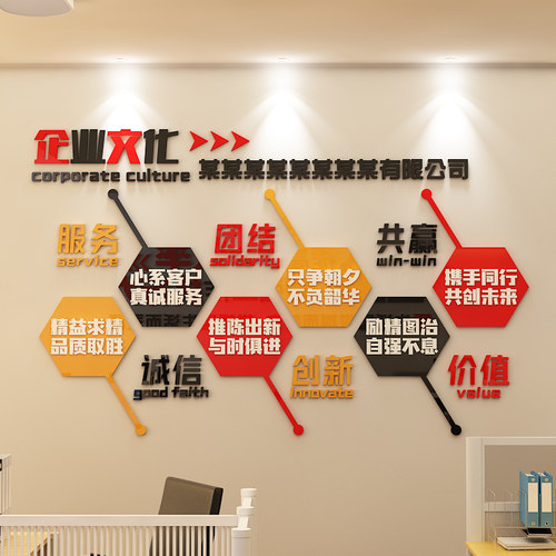 办公室墙面装饰公司企业文化背景C氛围布置员工激励志标语亚克力