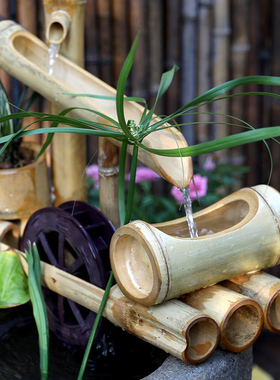 庭院循环鱼缸水车流水户外景观喷泉摆件民宿水池装饰造景假山鱼池