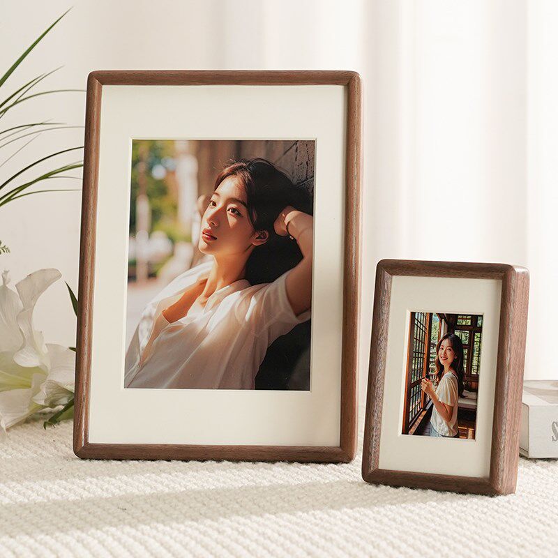 相框摆台实木圆角榫卯框洗照片做成6寸7寸8寸黑胡桃木挂墙照片框,家居饰品,相框/画框,淘宝优惠券,粉丝福利购,淘宝优惠卷
