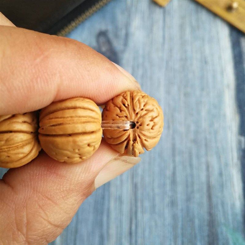 脑纹桃核手串水晶皮17mm矮桩蚂蚁纹柳叶脐密纹桃核磨Z盘一物一图