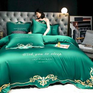 l简约红色被套长绒棉床上四件套全棉Q春秋酒红结婚用