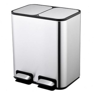 新款 厨房分类垃圾桶大号带盖脚踩家用干湿分离不锈钢双桶防臭24L