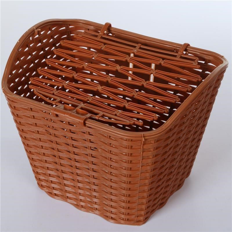 电动车后置车筐藤编储物挂包大容量收纳箱放头盔带盖自行车篓