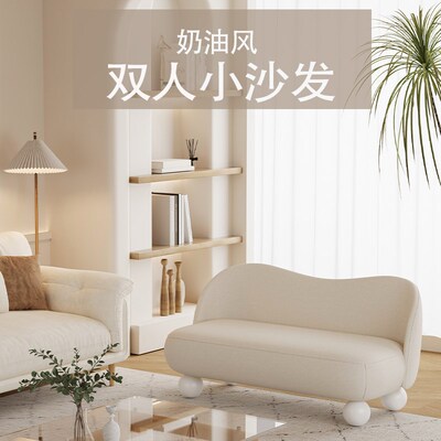 小沙发客c厅小户型二三人位无扶手奶油风房间阳台猫抓皮科技布皮