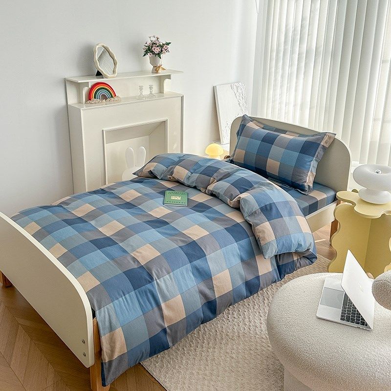 A类学生宿舍全棉三件套单人上下铺纯棉被套床单六件套双人四件套